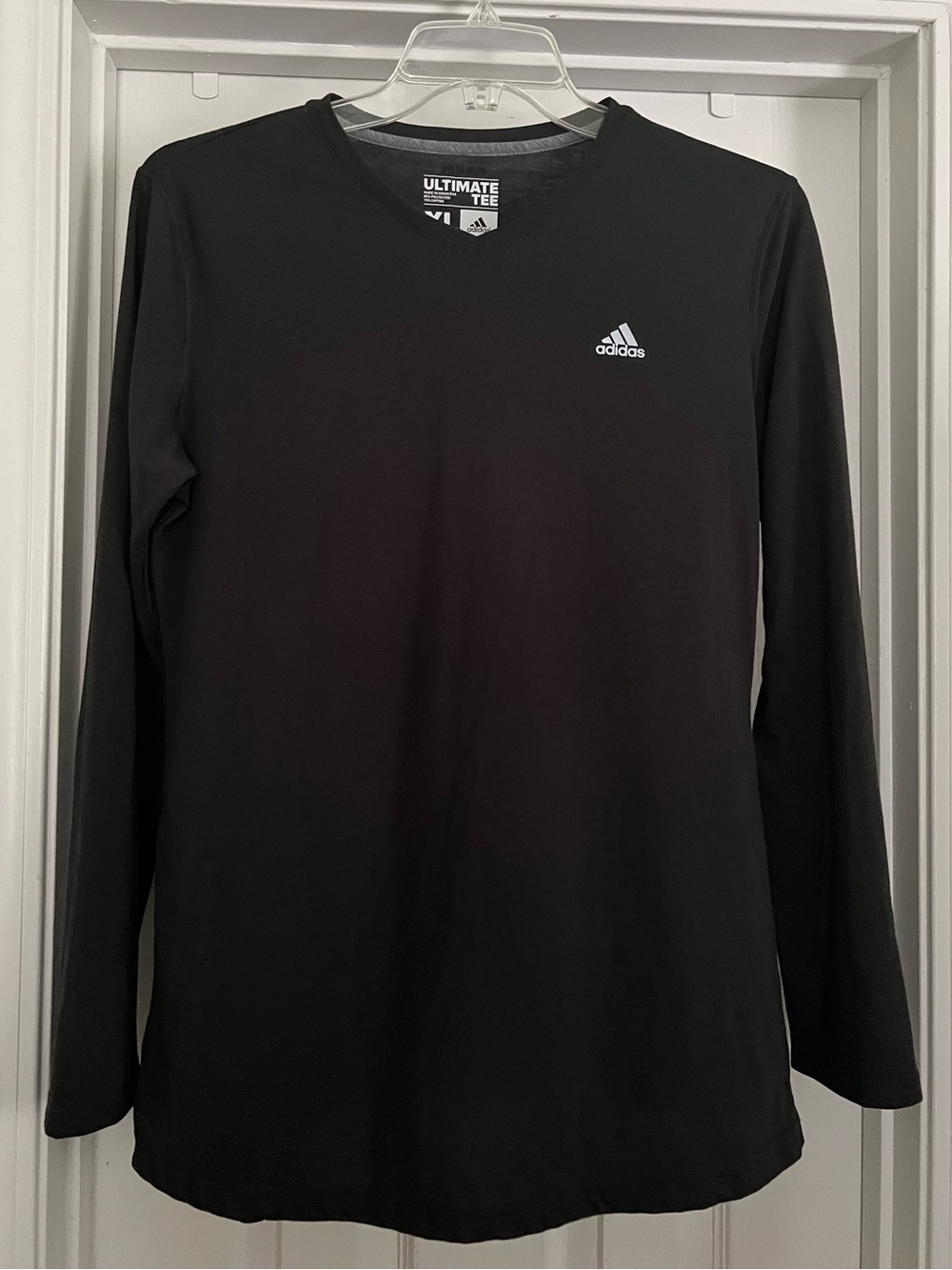 adidas Black Long Sleeve Athletic Tee with Small Logo